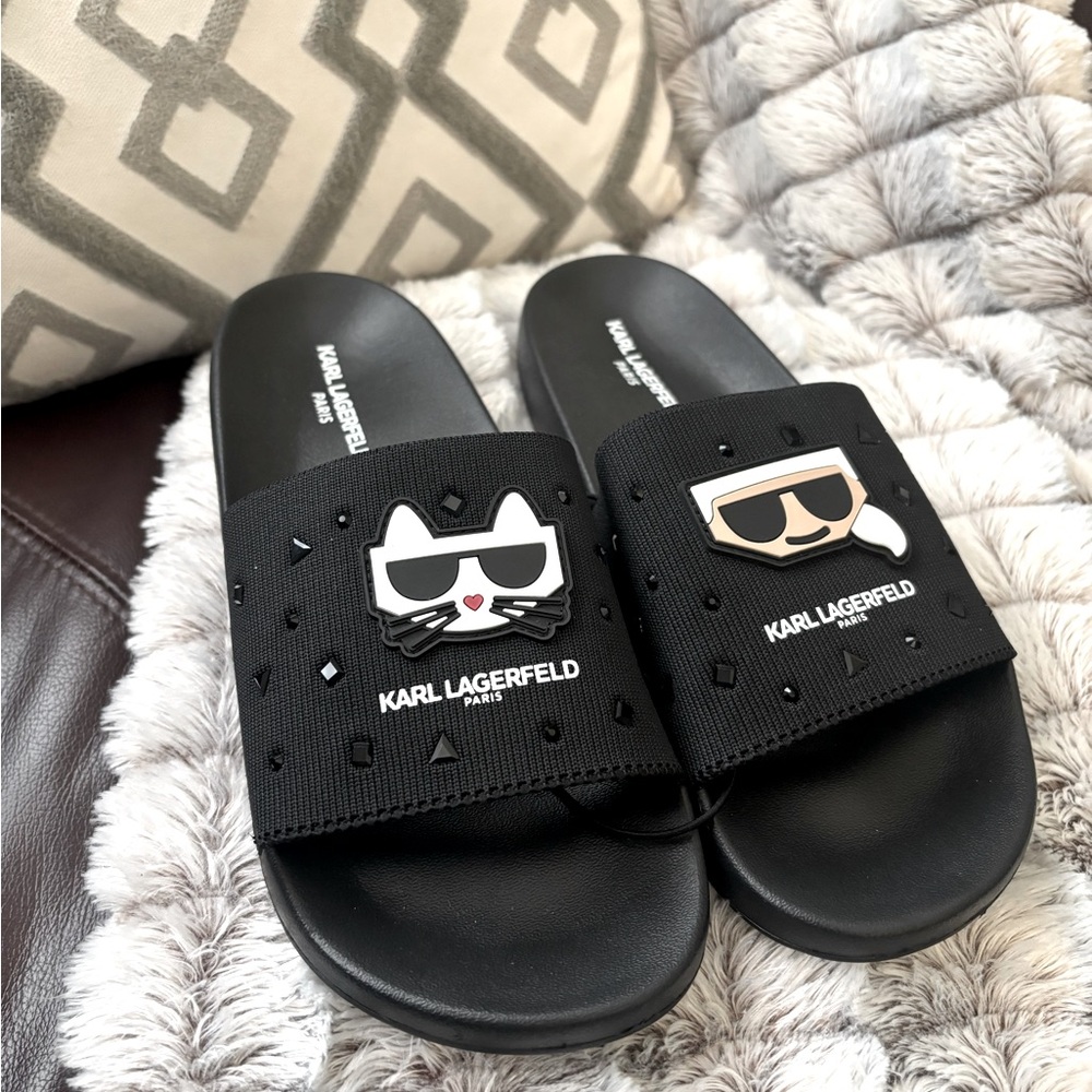 Karl Lagerfeld Black Slide Sandals size 8